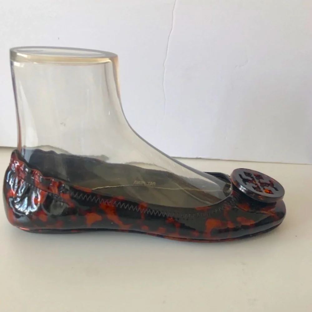 Tory Burch Tortoiseshell Patent Leather Minnie Travel Ballet Flat